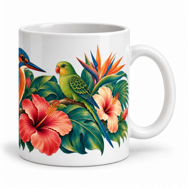 Mug nature - Oiseaux exotiques, anse à droite