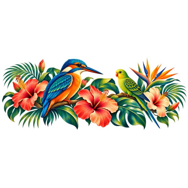 Mug nature - Oiseaux exotiques, décor à plat