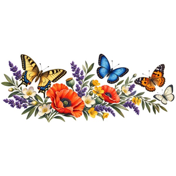 Mug nature - Papillons et fleurs, décor à plat