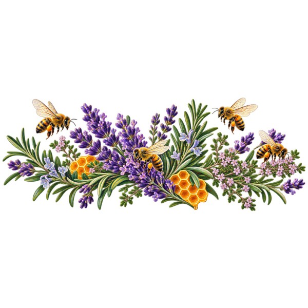 Mug nature - Abeilles et botanique, décor à plat