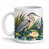 Mug nature - Héron et roseaux, anse à gauche