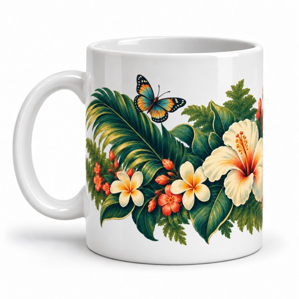 Mug fleurs - Jardin de palmes, anse à gauche