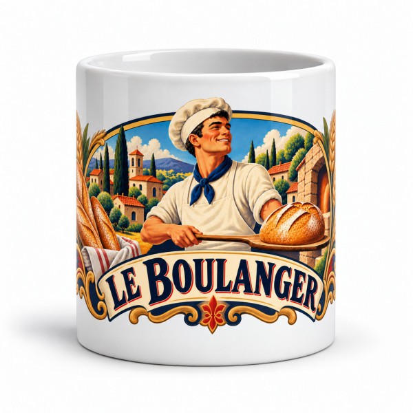 Mug métiers d’autrefois - Le boulanger, façon affiche, Manufacture Arssans