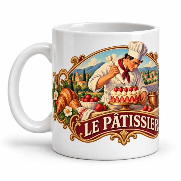 Mug métiers d’autrefois - Le pâtissier, anse à gauche
