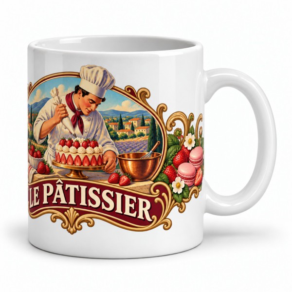 Mug métiers d’autrefois - Le pâtissier, anse à droite