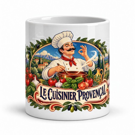 Mug métiers d’autrefois - Le cuisinier provençal, façon affiche, vue de face