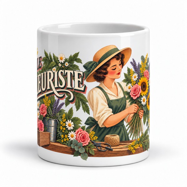 Mug métiers d’autrefois - Le fleuriste, façon affiche, Manufacture Arssans
