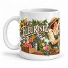 Mug métiers d’autrefois - Le fleuriste, façon affiche, anse à gauche