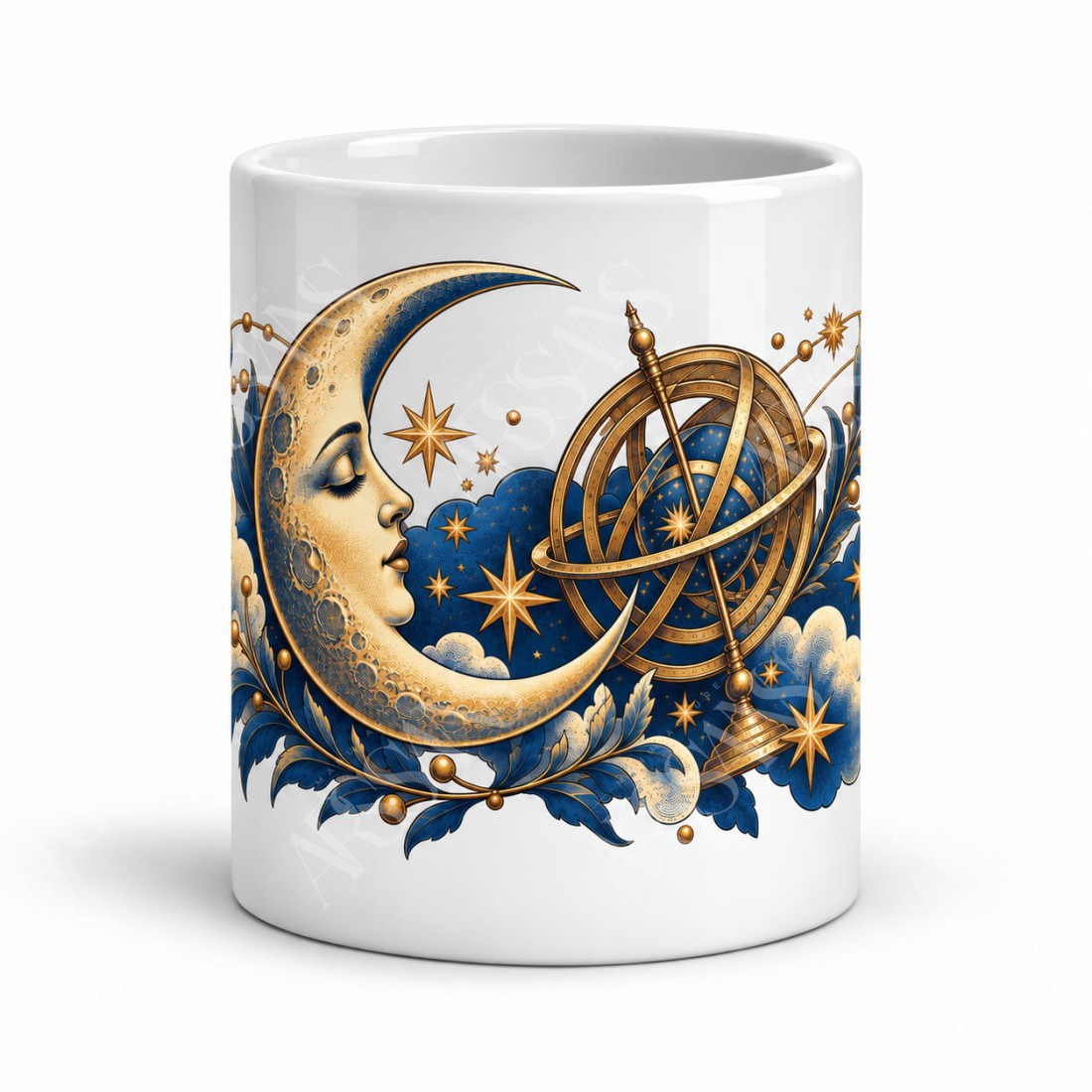 Mug imaginaire - La lune et les constellations, vue de face