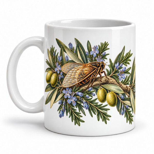 Mug Provence - Cigales et romarin, anse à gauche