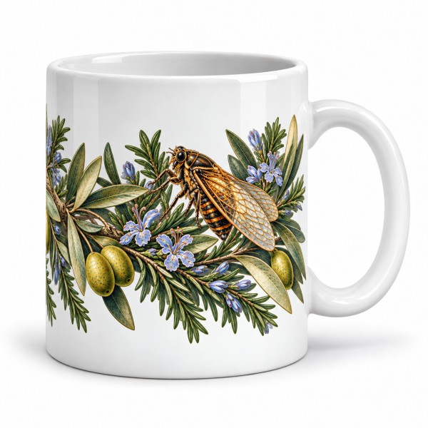 Mug Provence - Cigales et romarin, anse à droite
