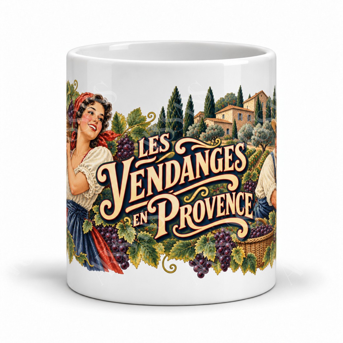 Mug Provence - Les vendanges en Provence, vue de face