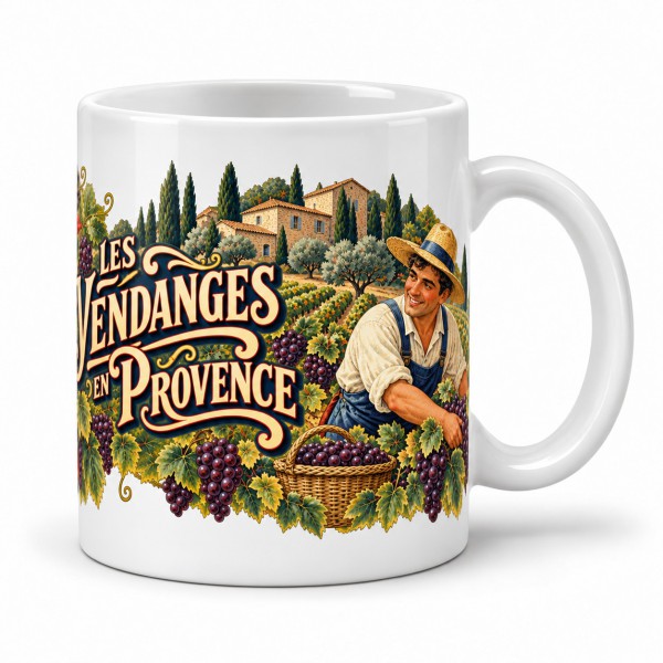 Mug Provence - Les vendanges en Provence, anse à droite