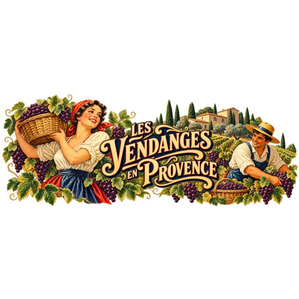 Mug Provence - Les vendanges en Provence, décor à plat
