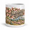 Mug Provence - Les amandiers en fleurs, façon affiche, vue de face