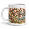 Mug Provence - Les amandiers en fleurs, façon affiche, anse à gauche