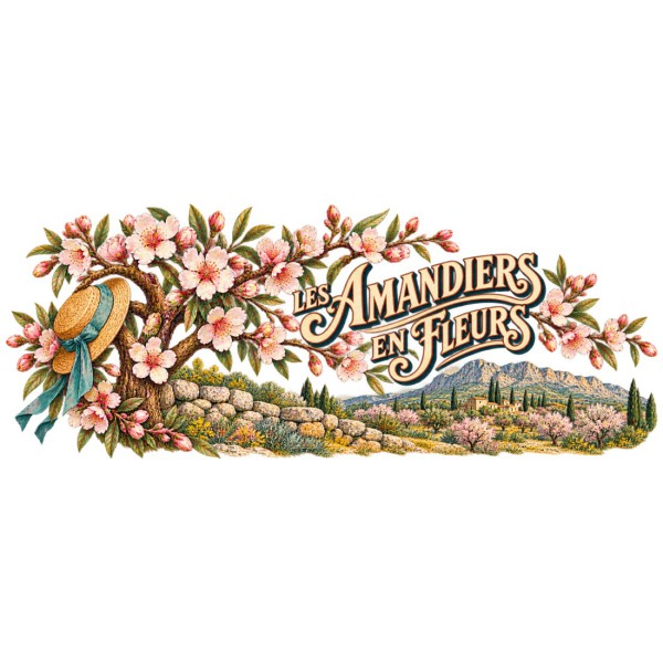 Mug Provence - Les amandiers en fleurs, façon affiche, décor à plat