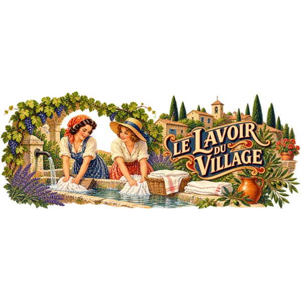 Mug Provence - Le lavoir du village, décor à plat