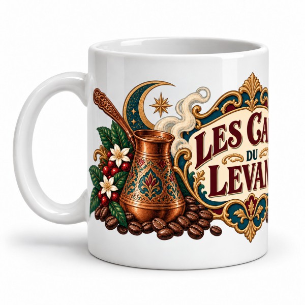 Mug café - Les cafés du Levant, anse à gauche