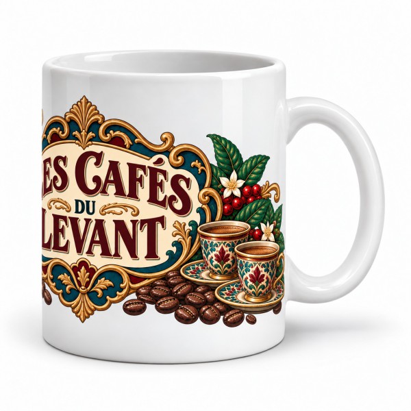 Mug café - Les cafés du Levant, anse à droite