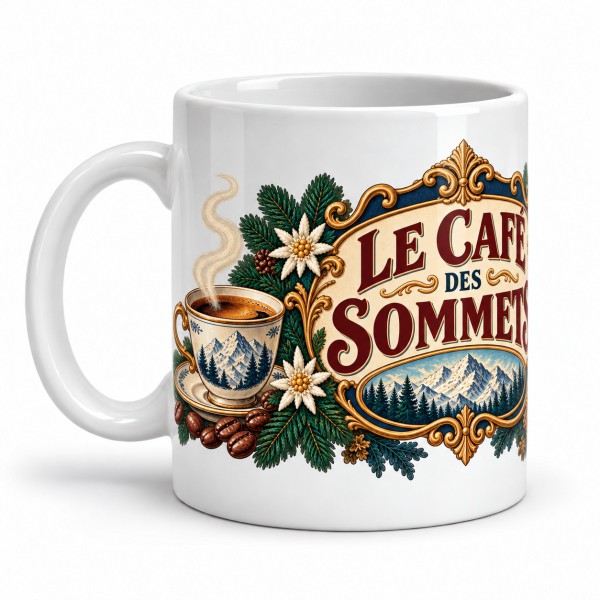 Mug café - Le café des sommets, anse à gauche