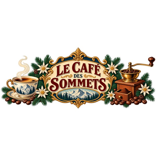Mug café - Le café des sommets, décor à plat