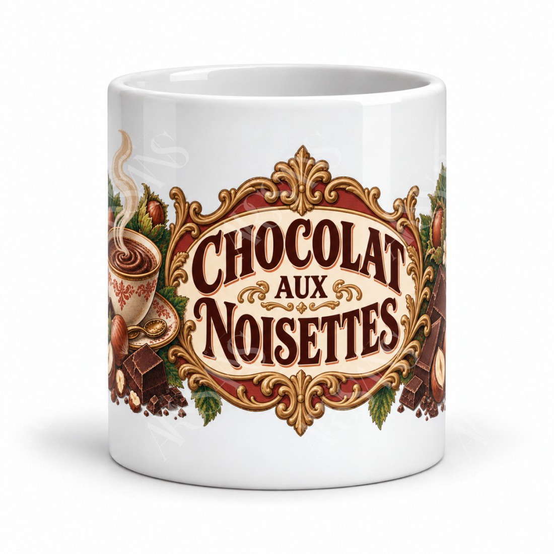 Mug chocolat - Chocolat aux noisettes, vue de face