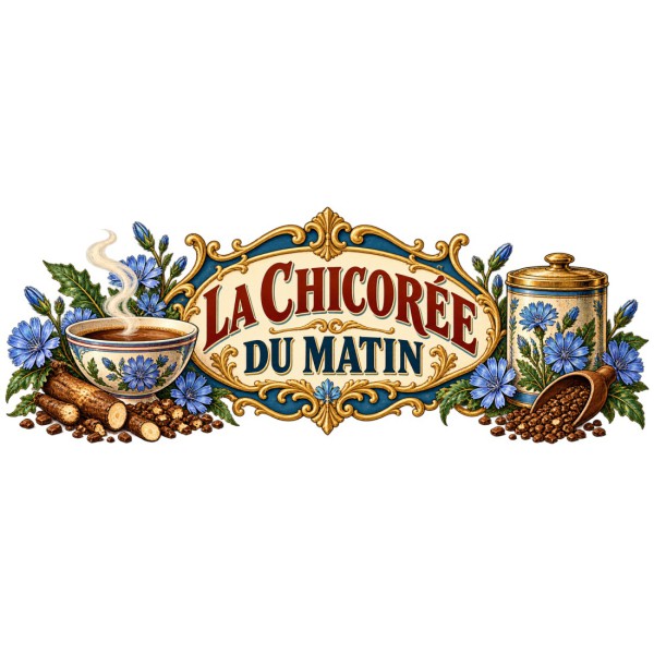 Mug chicorée - La chicorée du matin, façon affiche, décor à plat