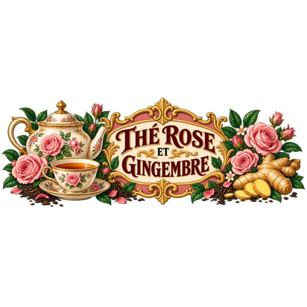 Mug thé - Thé rose et gingembre, décor à plat
