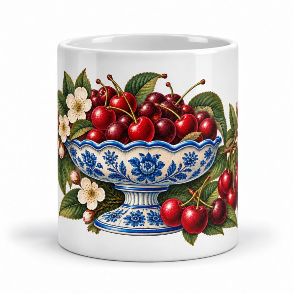Mug gourmand - Cerises et faïence, façon affiche, Manufacture Arssans
