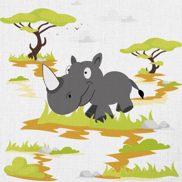 Papier Peint Rhinocéros — Ambiance 2