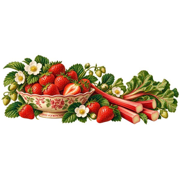 Mug gourmand - Fraises et rhubarbe, décor à plat