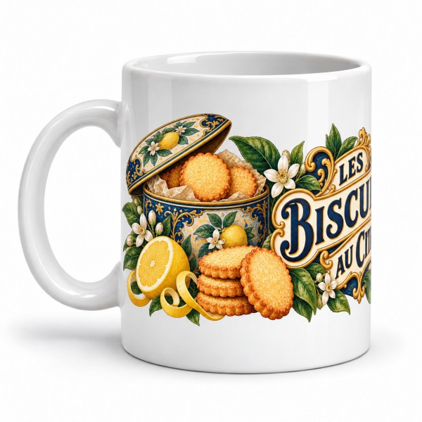 Mug gourmand - Les biscuits au citron, anse à gauche