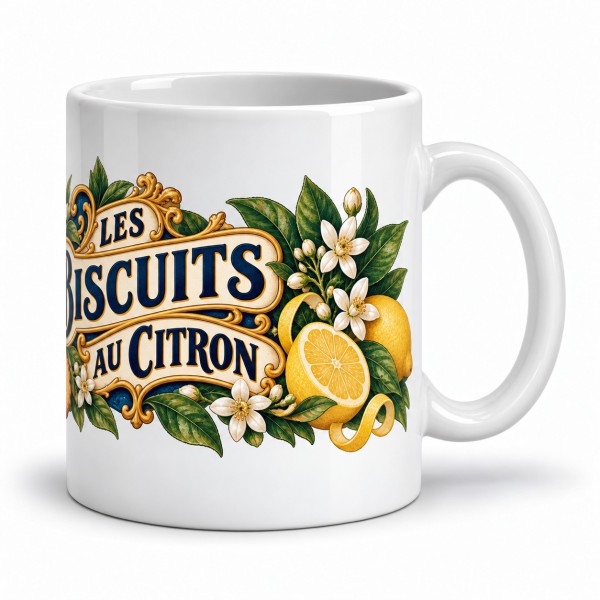 Mug gourmand - Les biscuits au citron, anse à droite