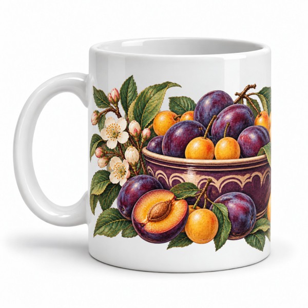 Mug gourmand - Prunes et mirabelles, anse à gauche