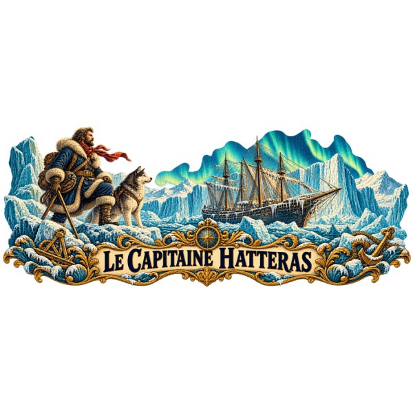 Mug Jules Verne - Le capitaine Hatteras, façon affiche, décor à plat