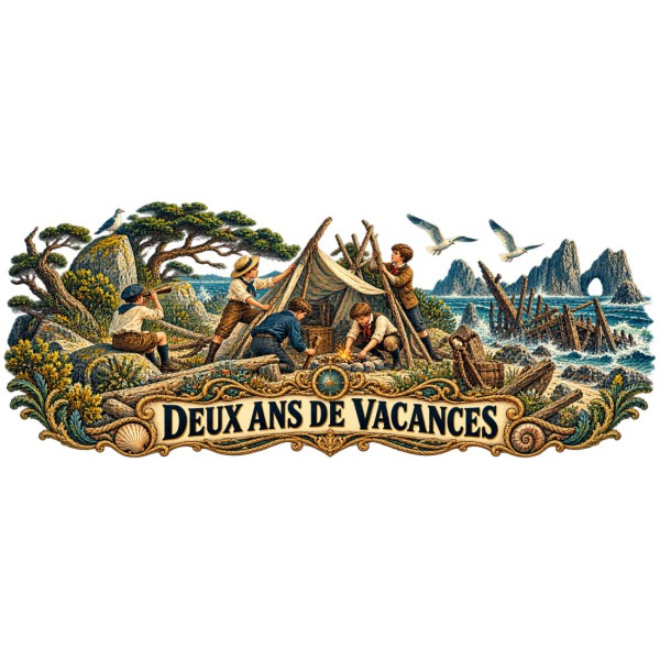 Mug Jules Verne - Deux ans de vacances, façon affiche, décor à plat