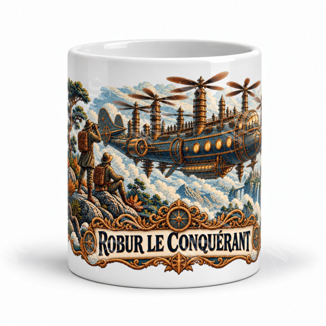 Mug Jules Verne - Robur le Conquérant, façon affiche, vue de face