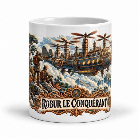 Mug Jules Verne - Robur le Conquérant, façon affiche, vue de face