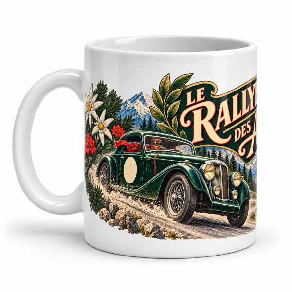 Mug rétro - Le rallye des Alpes, anse à gauche