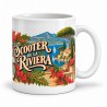 Mug rétro - Le scooter de la Riviera, façon affiche, anse à droite