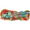 Mug rétro - Le scooter de la Riviera, façon affiche, décor à plat