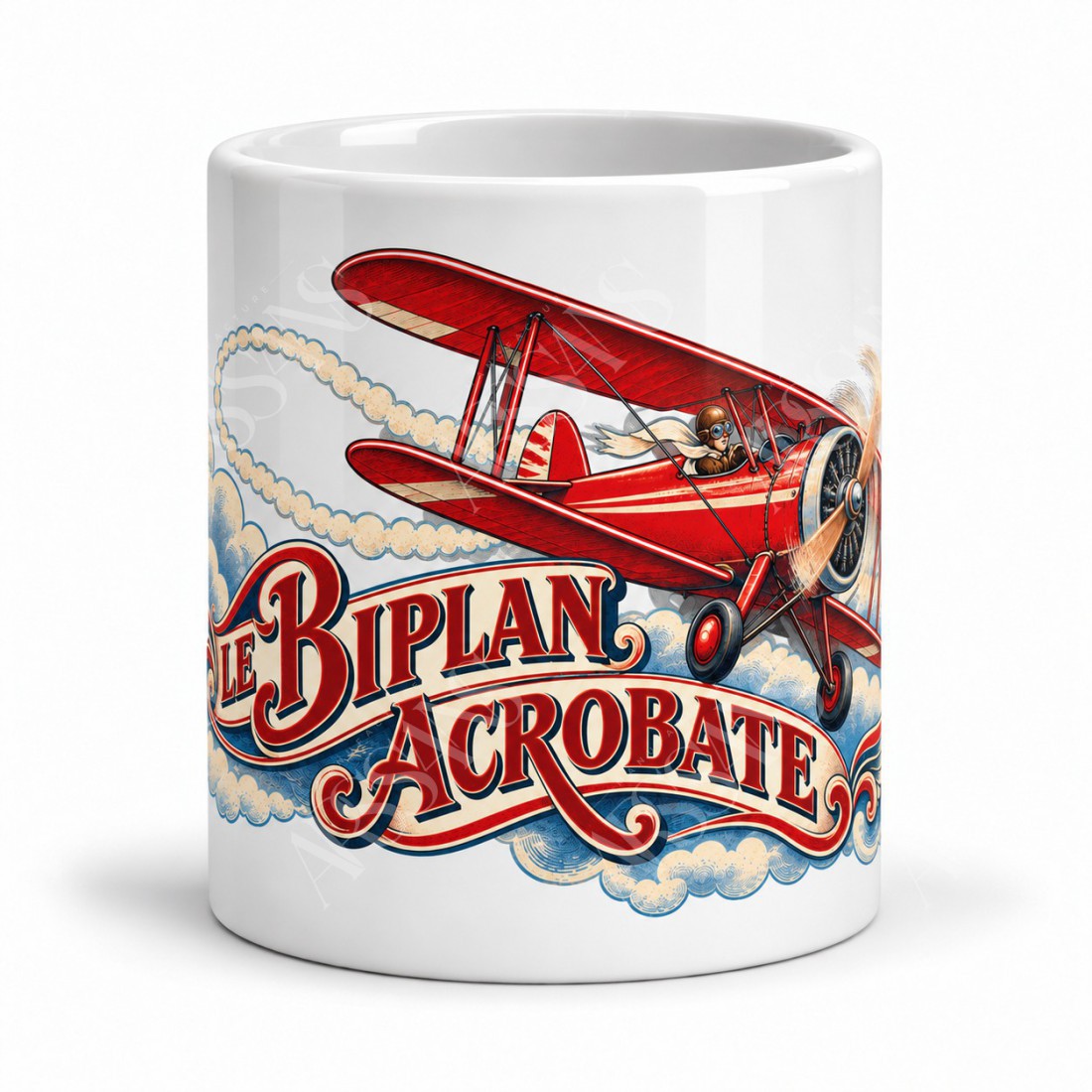 Mug rétro - Le biplan acrobate, vue de face