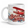 Mug rétro - Le biplan acrobate, anse à gauche