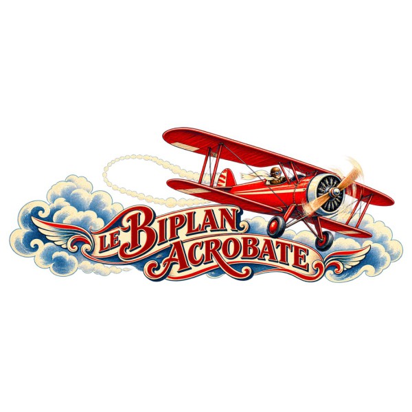 Mug rétro - Le biplan acrobate, décor à plat