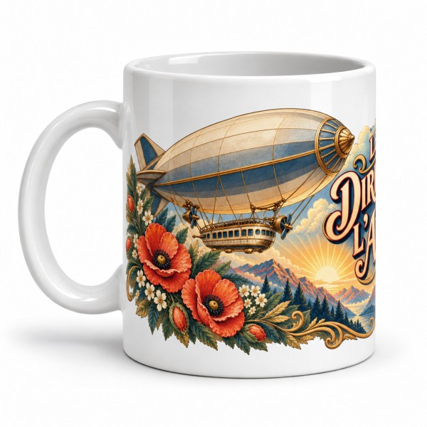 Mug voyage - Le dirigeable de l’aurore, anse à gauche