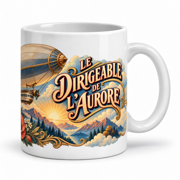 Mug voyage - Le dirigeable de l’aurore, anse à droite