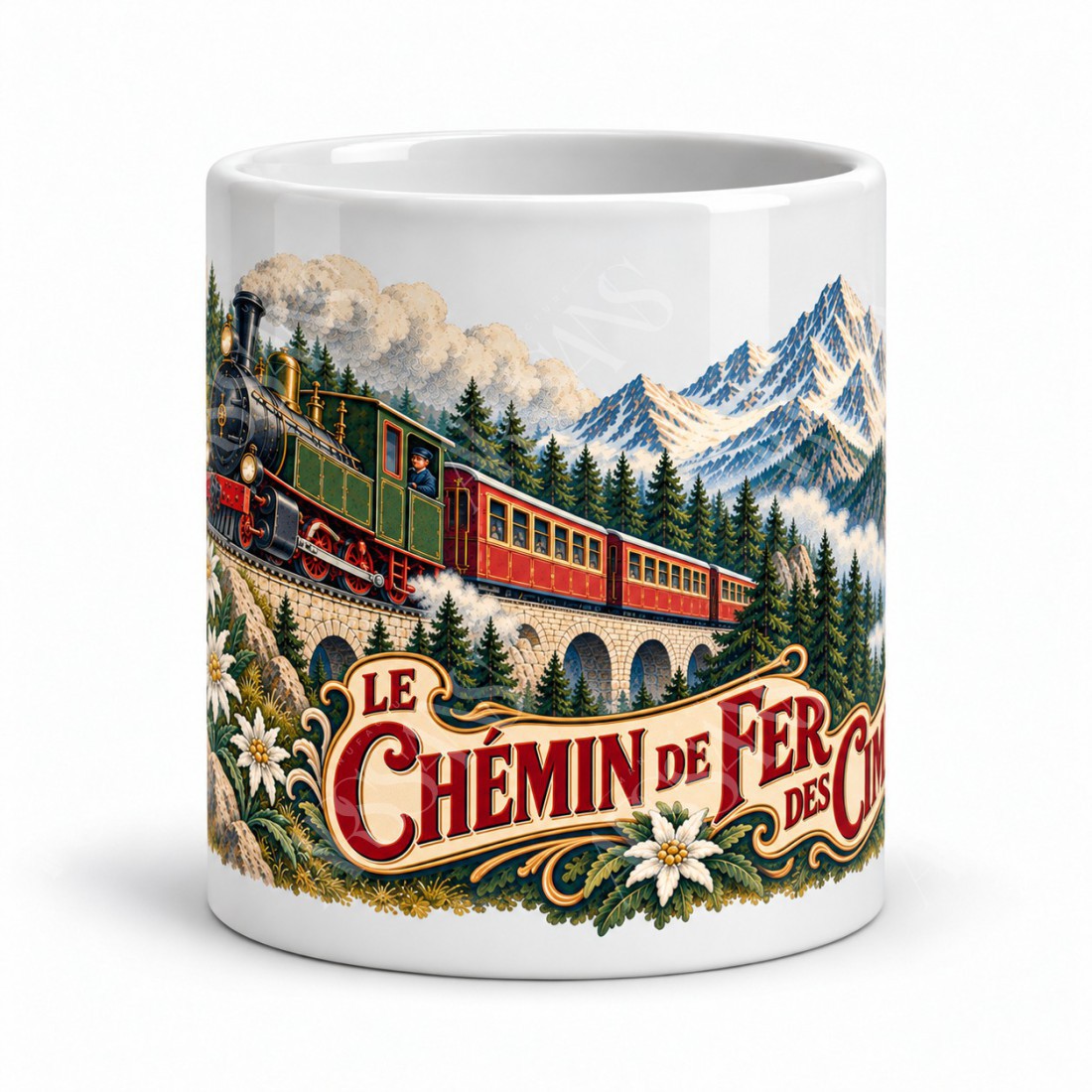 Mug rétro - Le chemin de fer des cimes, vue de face