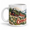 Mug rétro - Le chemin de fer des cimes, anse à gauche
