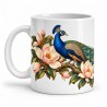 Mug nature - Paon et magnolias, anse à gauche